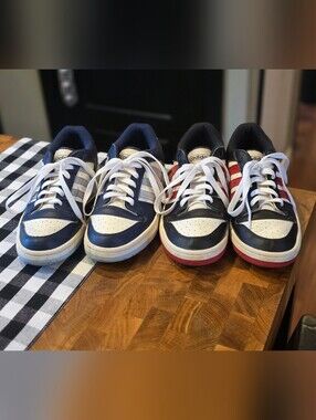 Bundle Of 2 Adidas Kids Low-Top Sneakers in Navy, White & Red Accents Size 6